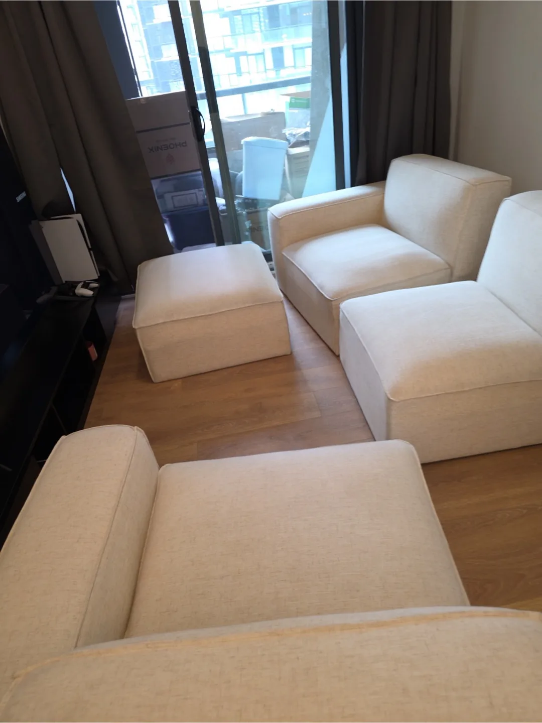 Beige  Sectional Sofa With Ottoman image indicator(2)