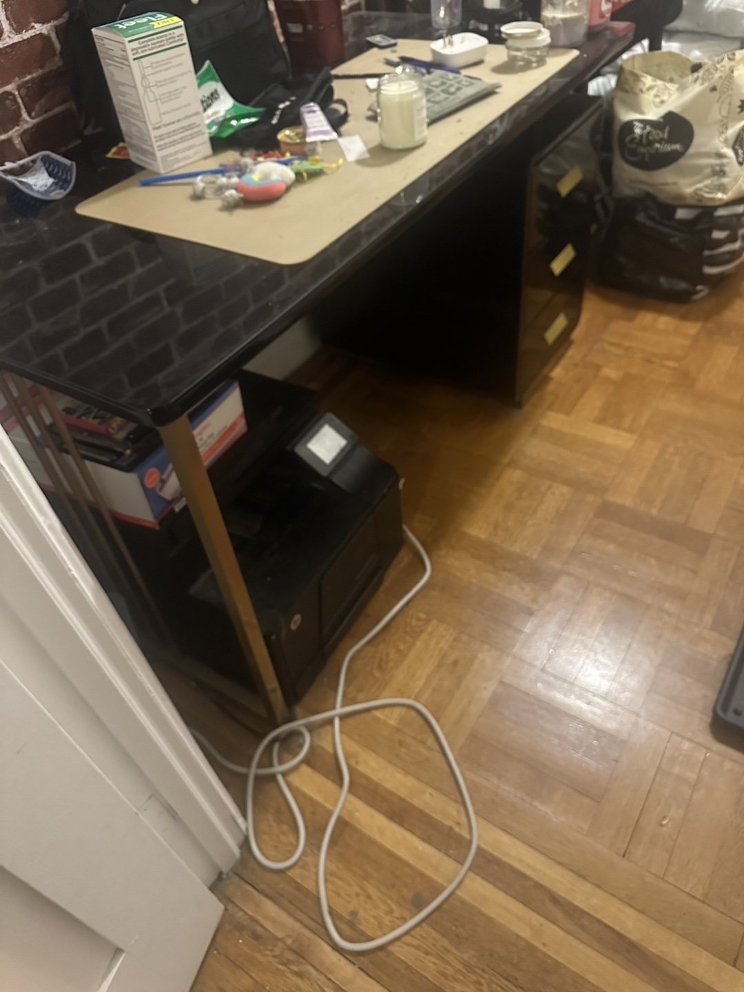 Black Desk with Gold Accents