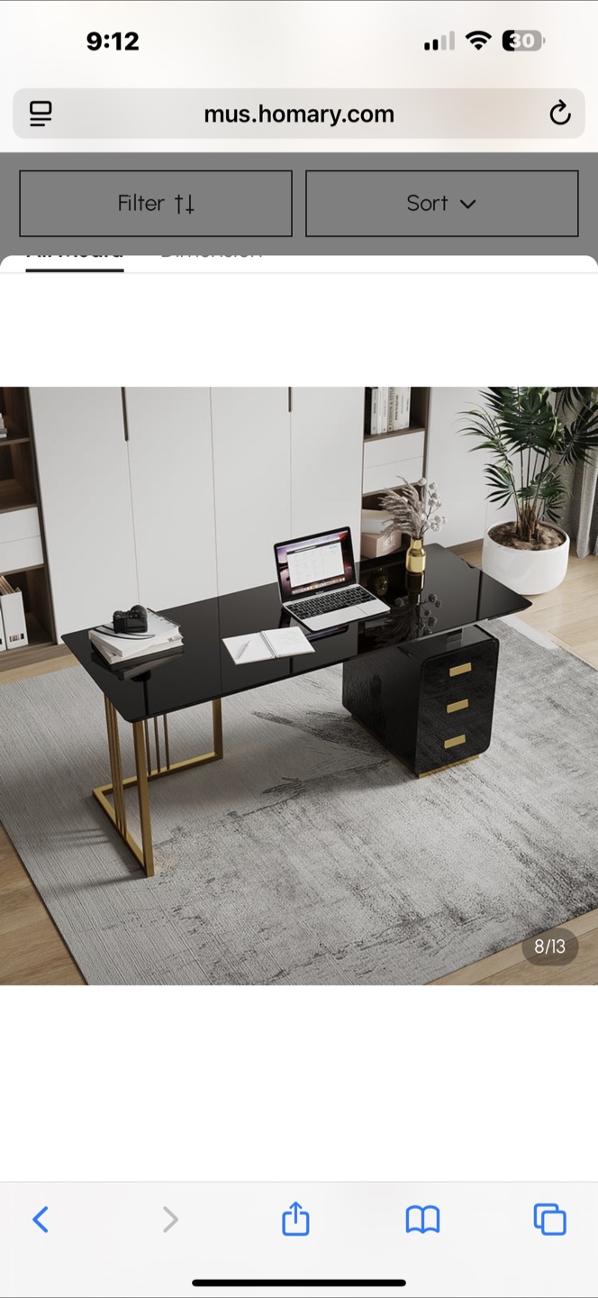 Black Desk with Gold Accents - photo 5