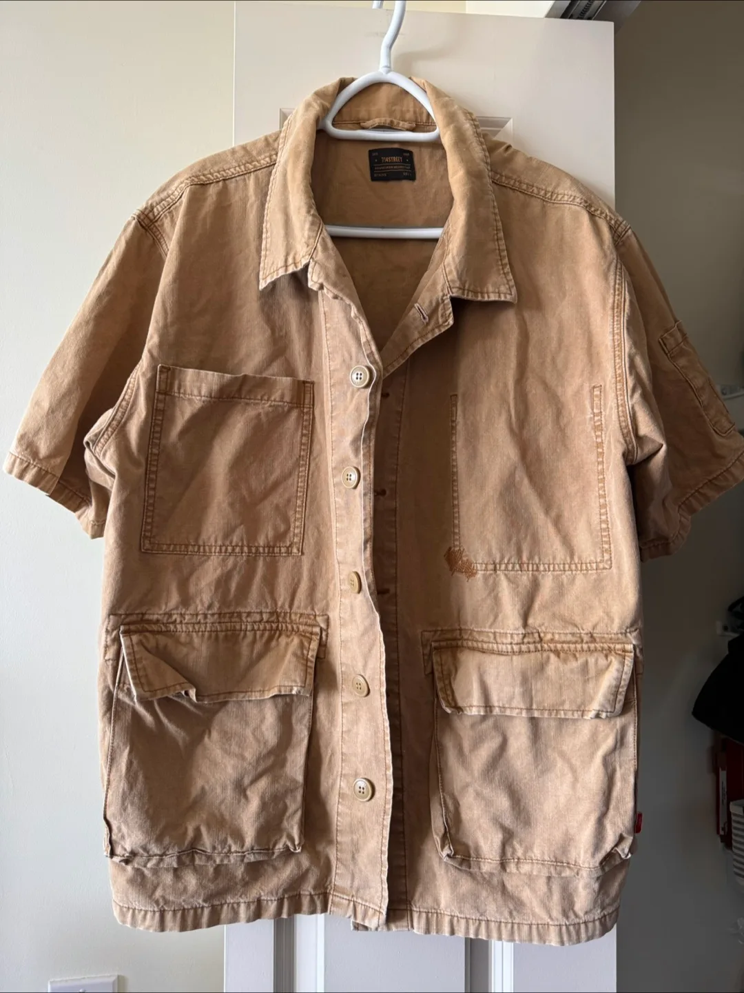 Short Sleeve Beige Work Jacket thumbnail