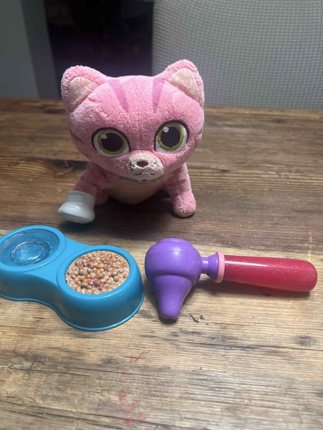 Pink Stuffed Cat with Accessories