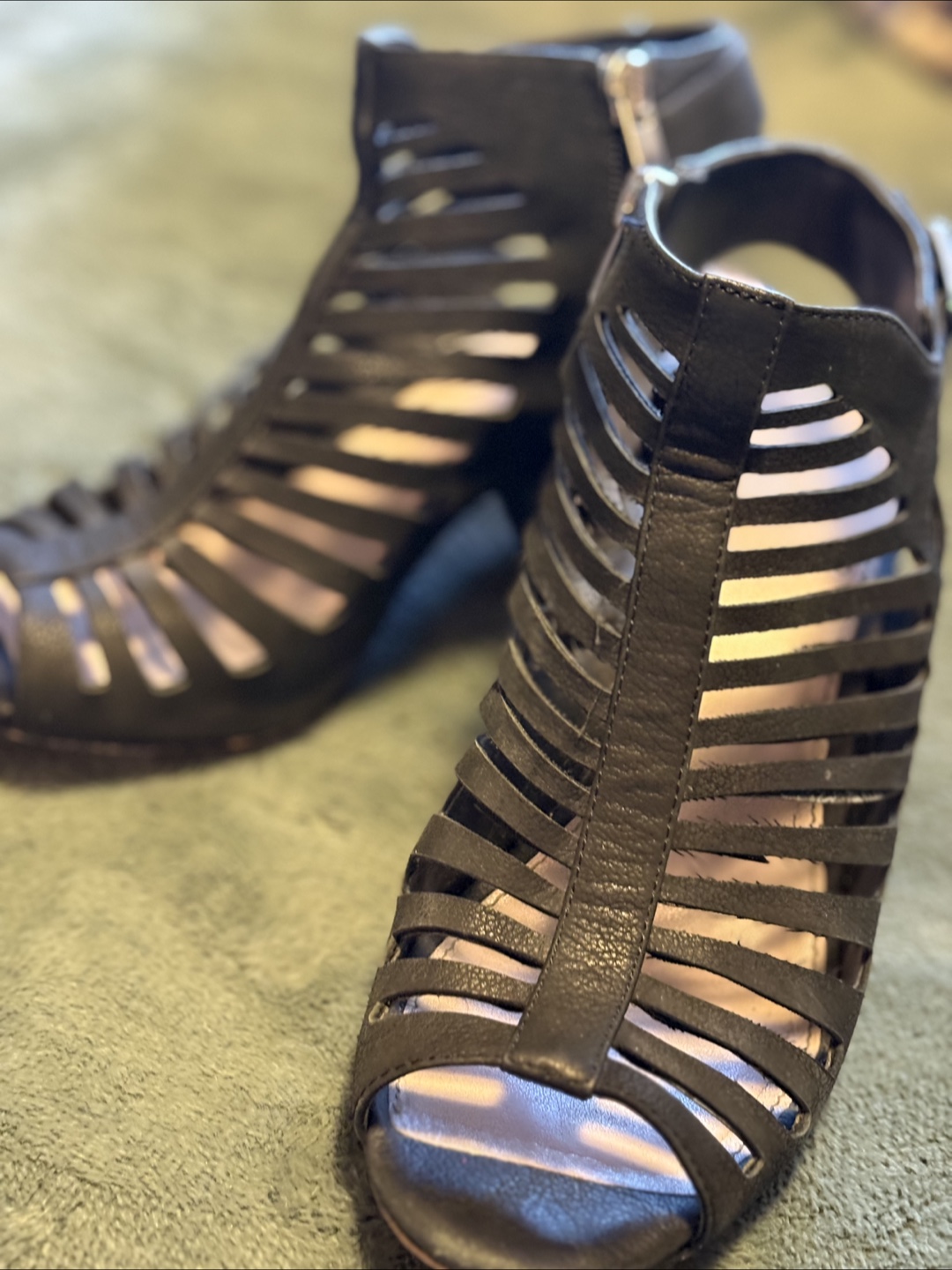 Black Cutout Heel Sandals