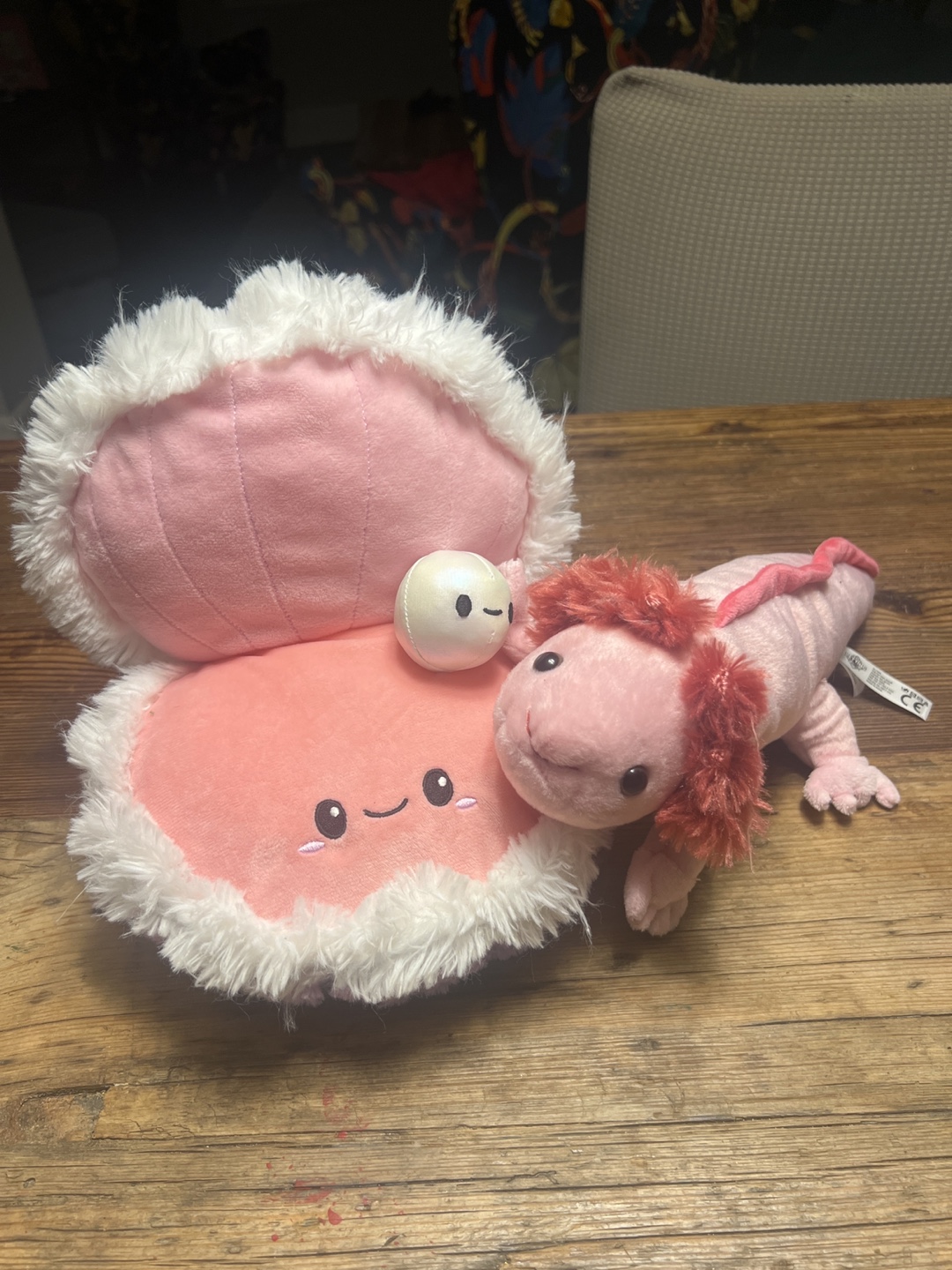 Axolotl and Shell Plushies