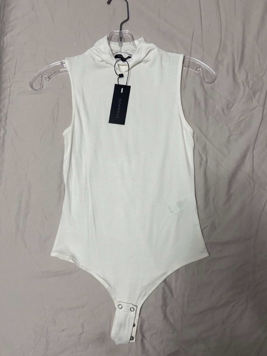 Dynamite White Sleeveless Bodysuit