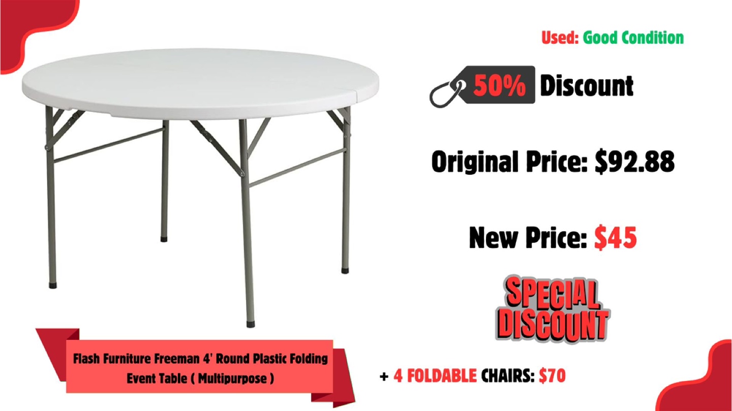 Flash Furniture 4' Round Folding Event Table - photo 2