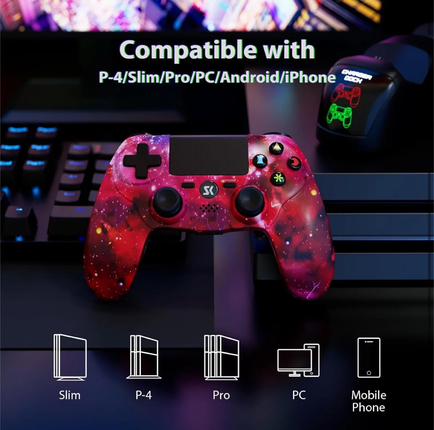 Wireless Controller (PS4, iOS, Android) (Red) image indicator(3)