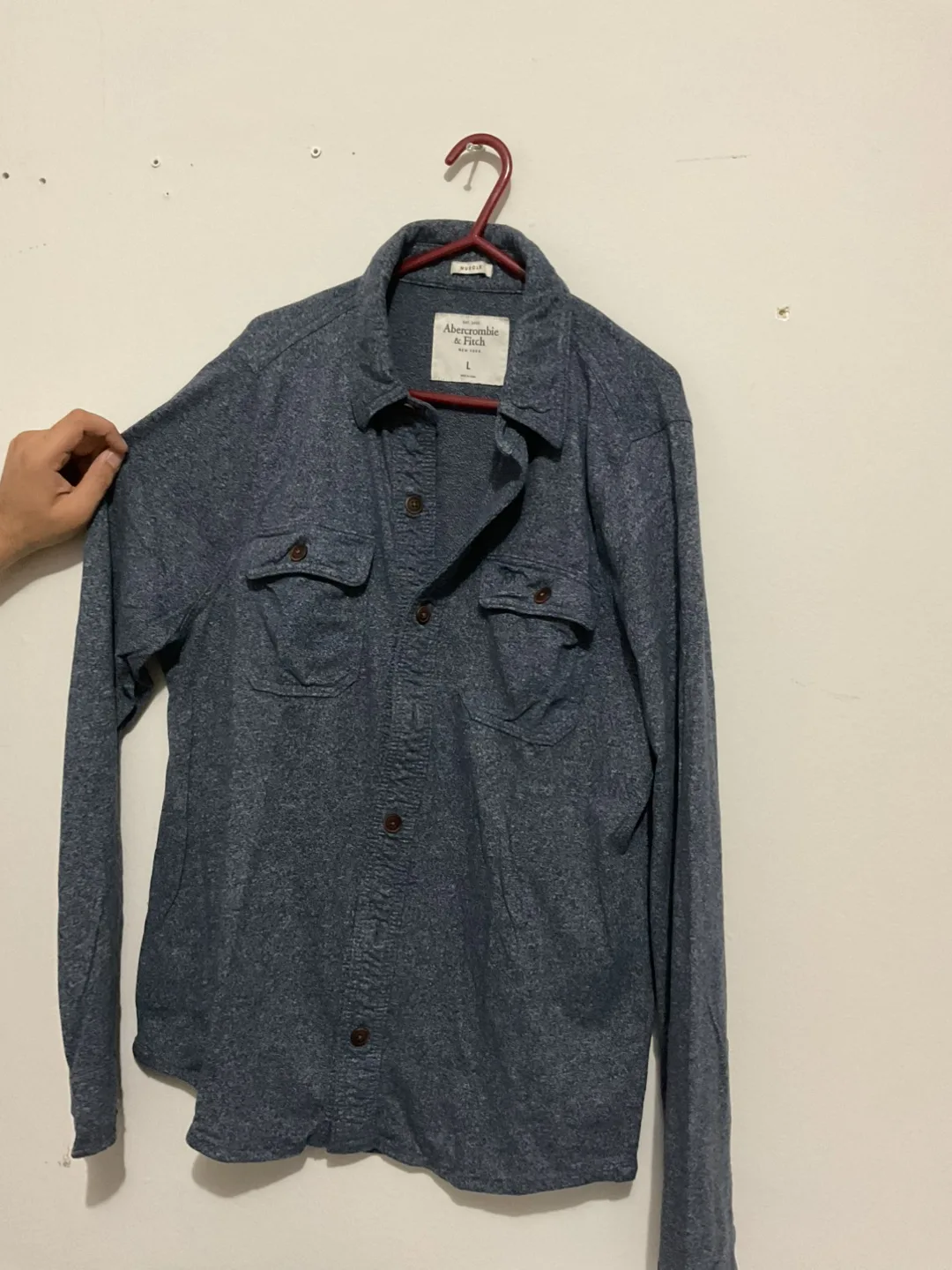 Abercrombie & Fitch Blue Button Up Shirt - Size L thumbnail