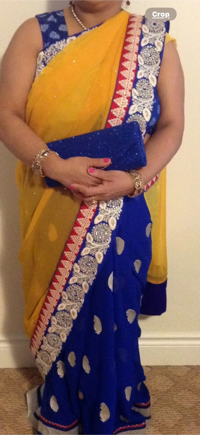 Beautiful Blue and Yellow Sari thumbnail