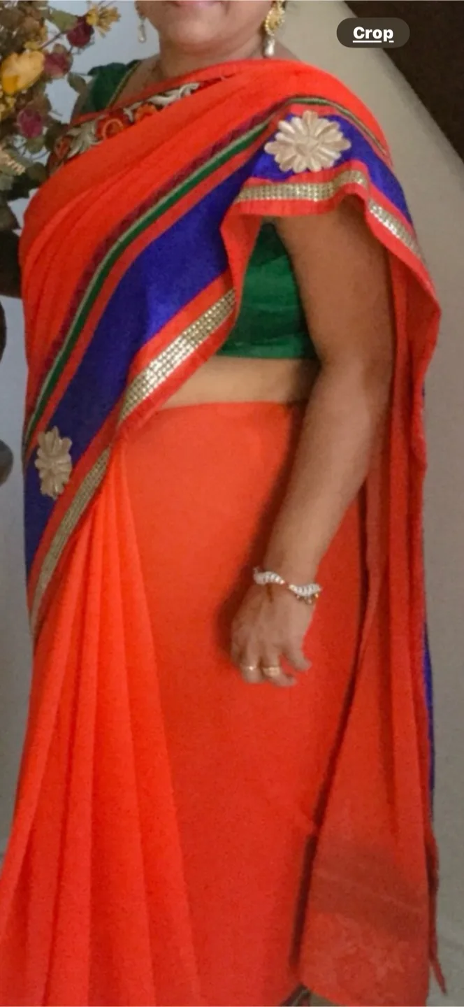 Embroidered Orange Saree thumbnail