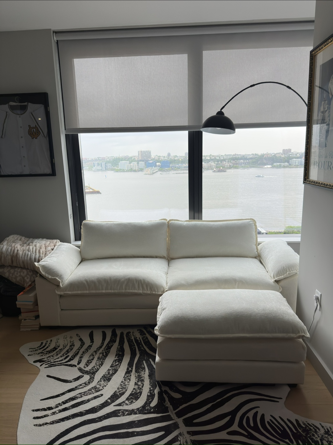 White Sofa with Ottoman