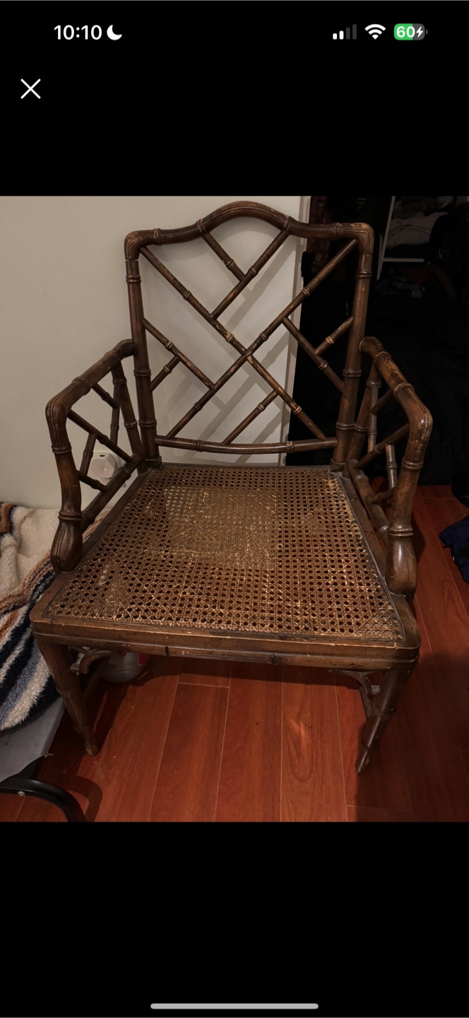 🌿 Vintage Bamboo Style Armchair