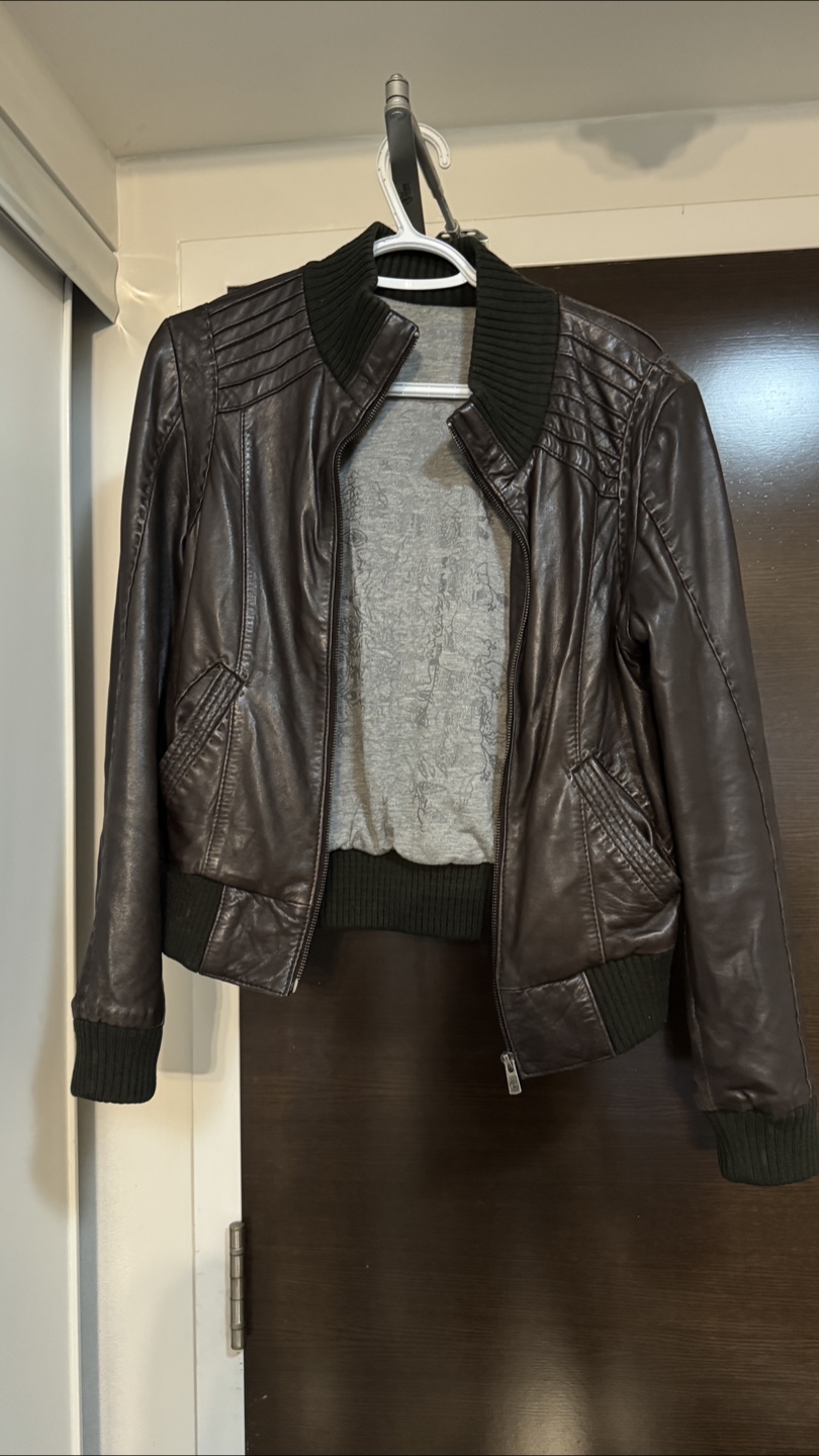 Brown Leather Bomber Jacket - photo 3