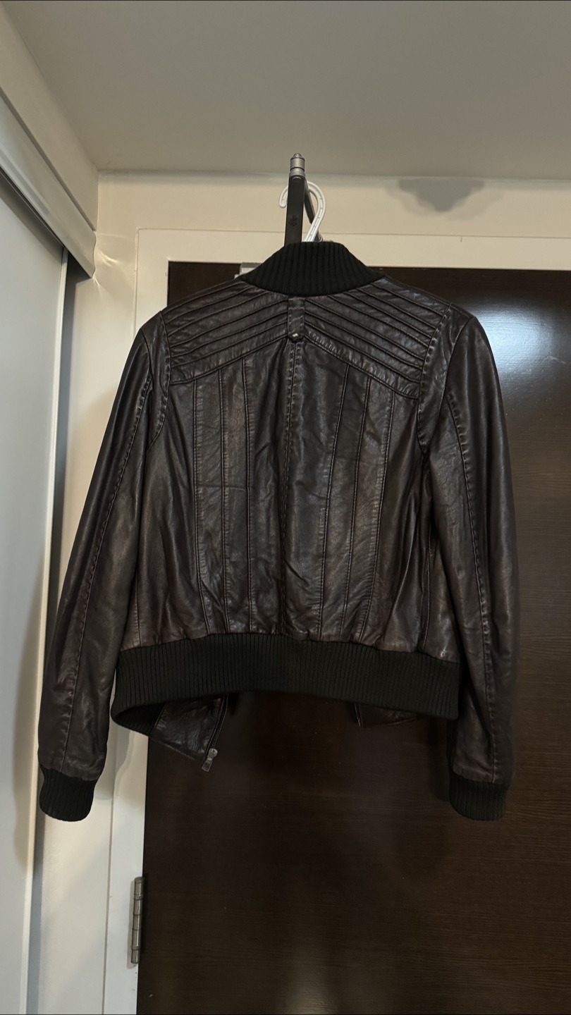 Brown Leather Bomber Jacket - photo 4