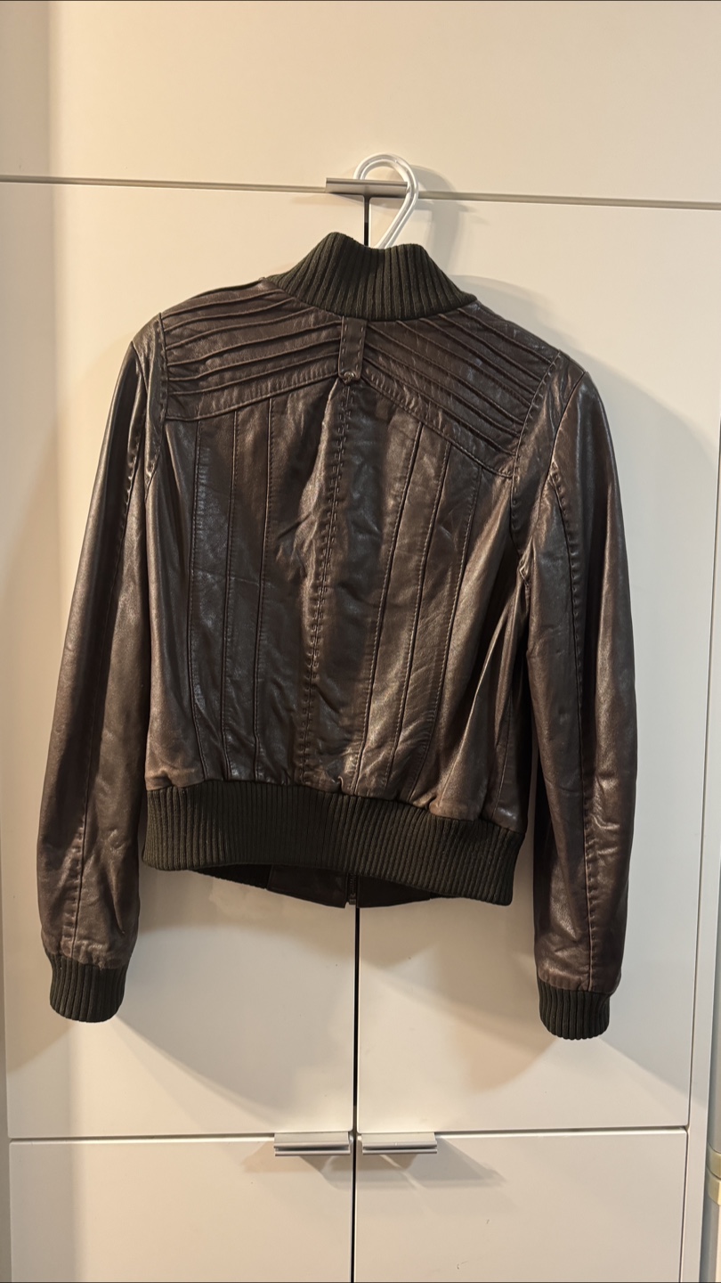 Brown Leather Bomber Jacket - photo 2