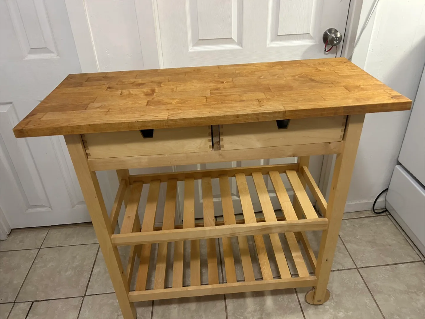 Ikea FORHOJA Wooden Kitchen Island with Drawers thumbnail