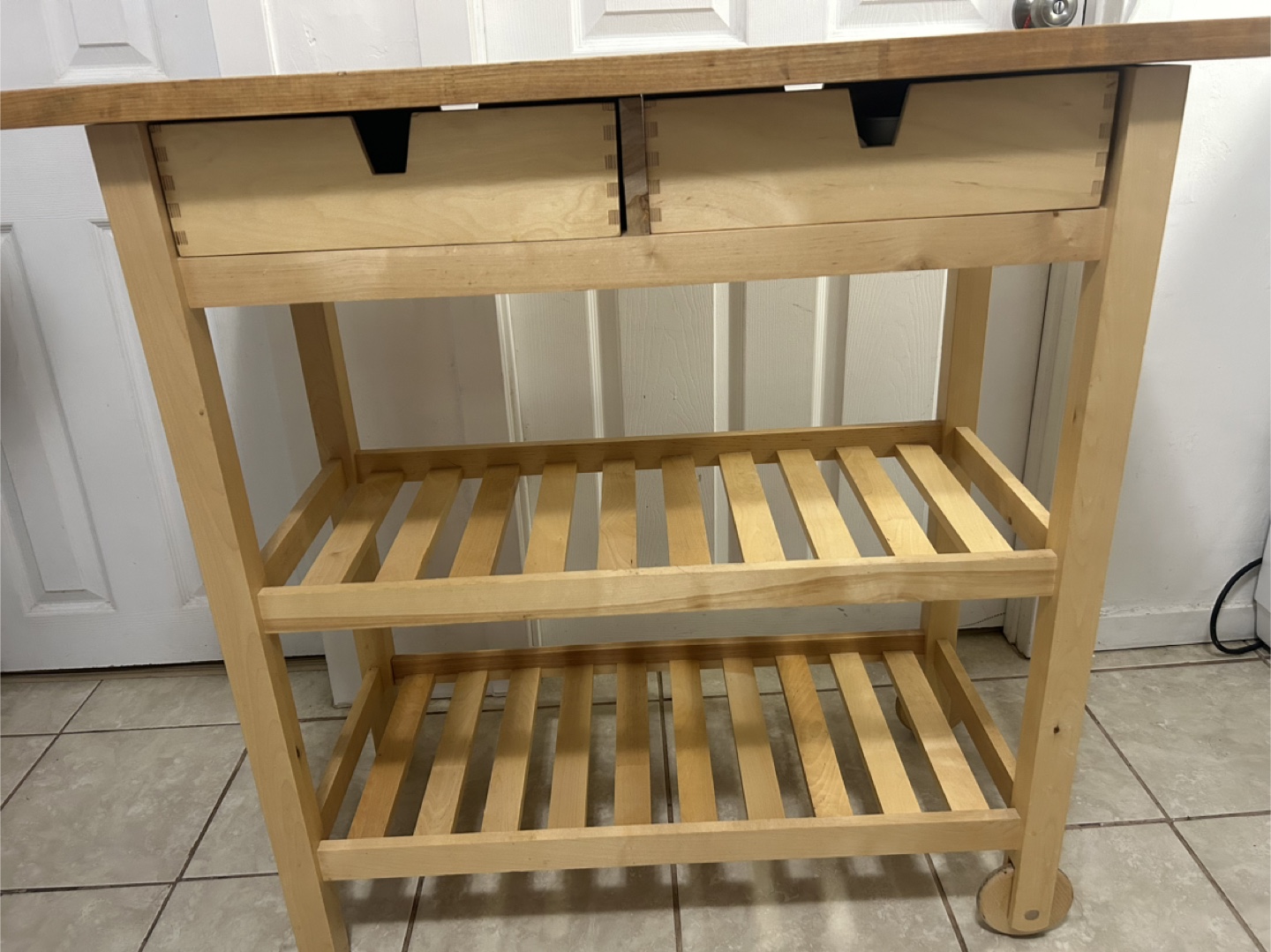 Ikea FORHOJA Wooden Kitchen Island with Drawers - photo 5