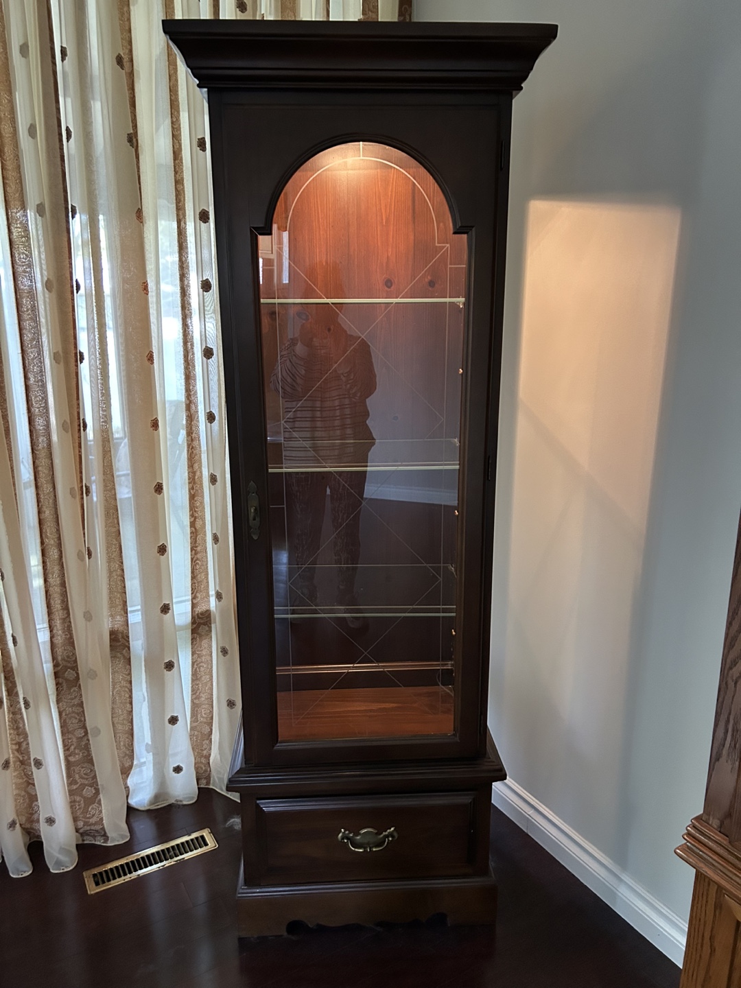 Solid wood, mahogany curio cabinet