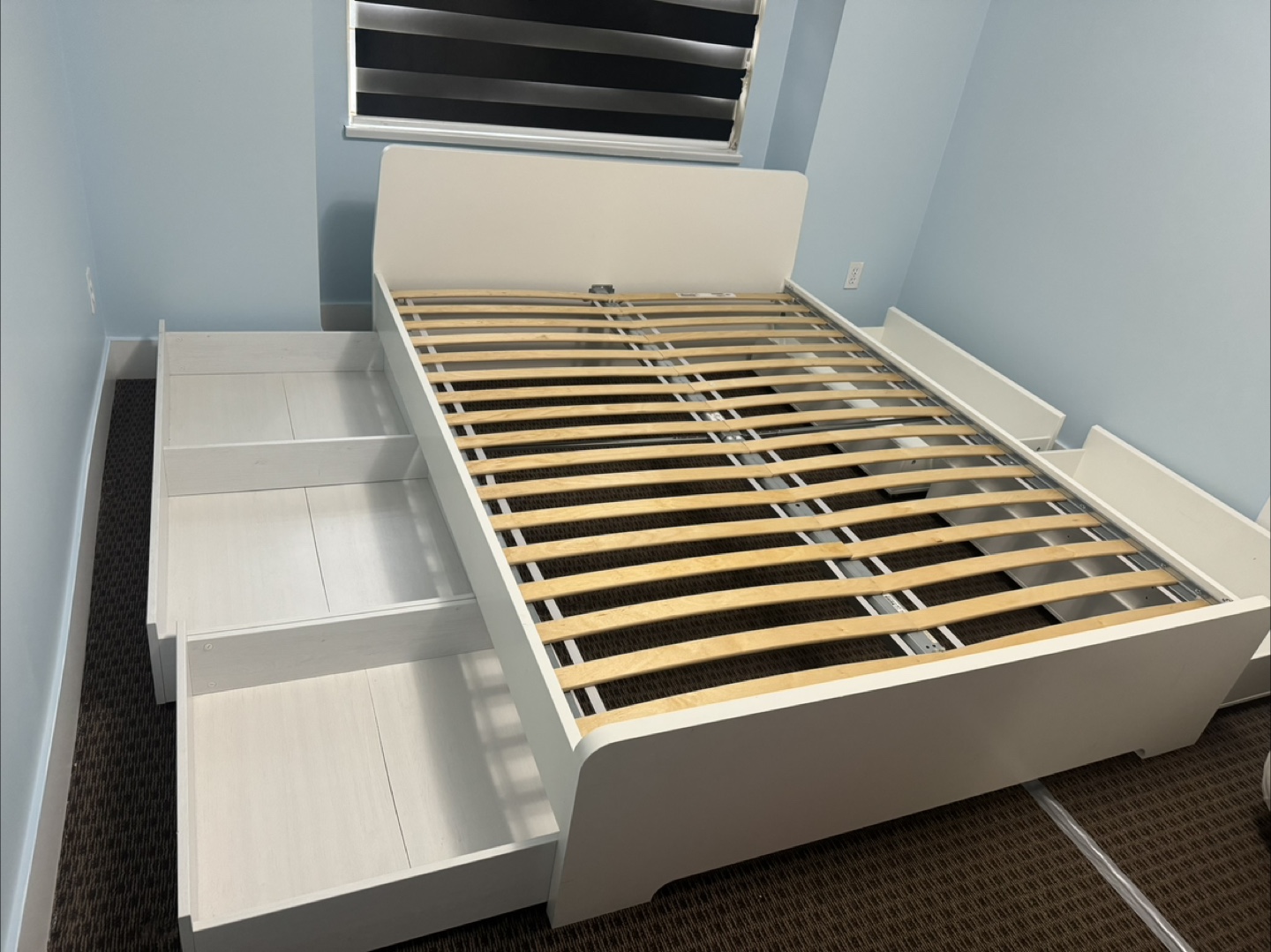 A Queen Size beautiful White Bed Frame with Storage