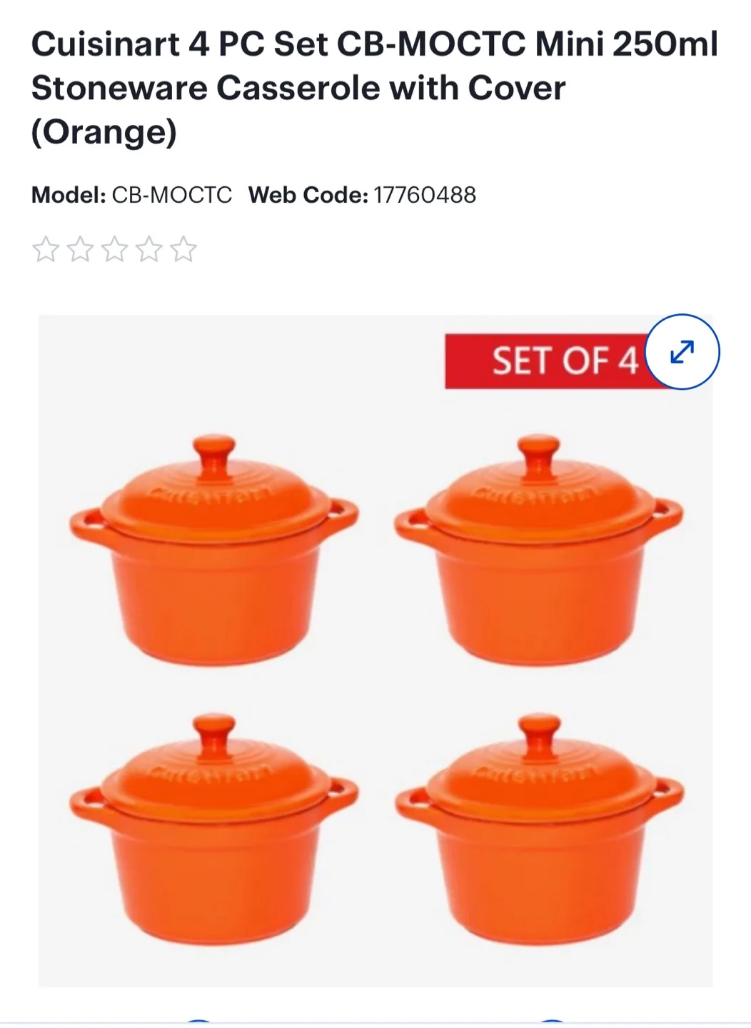 New Cuisinart Orange Mini Casserole Dish image indicator(2)