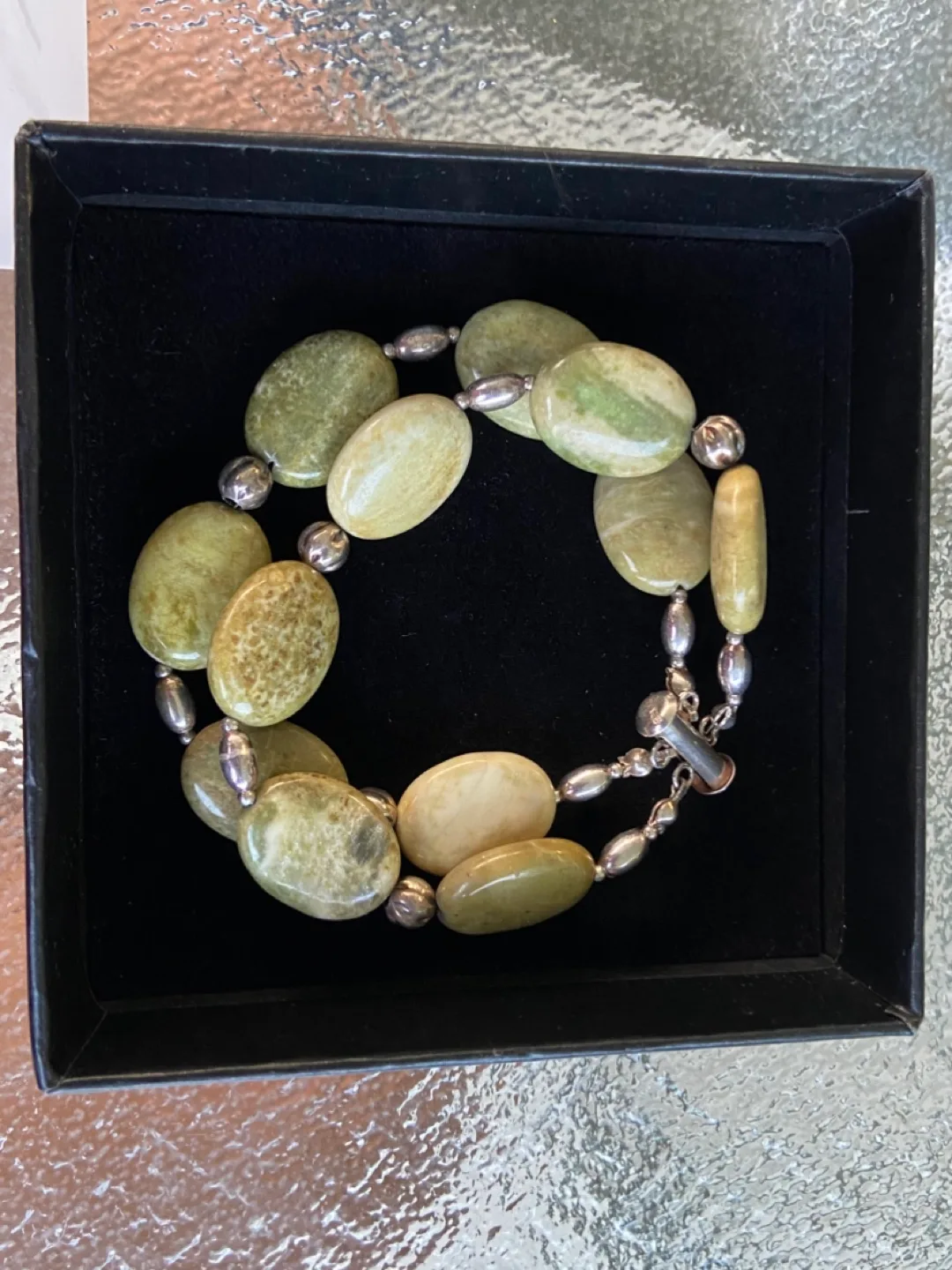 Vintage Iona Scottish Marble Bracelet  on Genuine Silver image indicator(2)