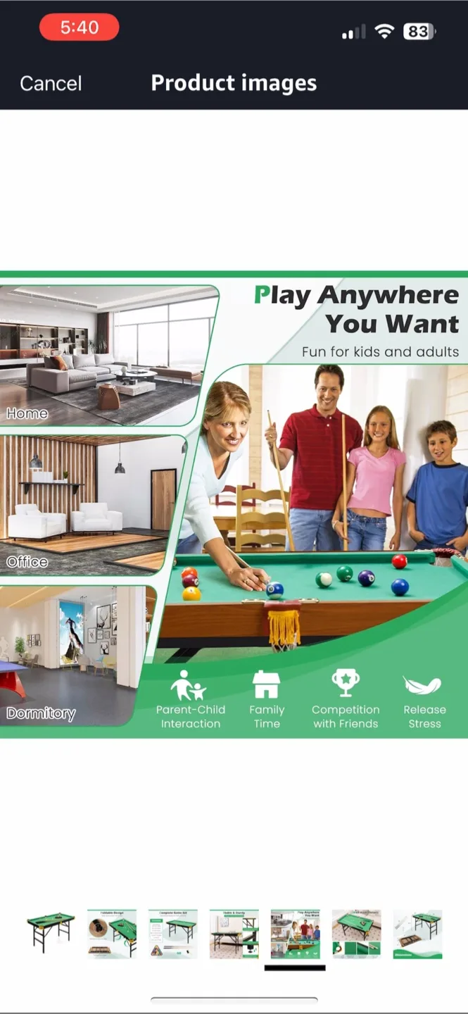 Foldable pool Table image indicator(5)