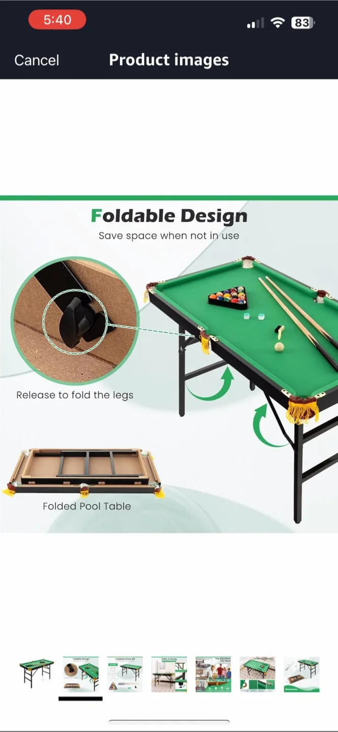Foldable pool Table image indicator(2)