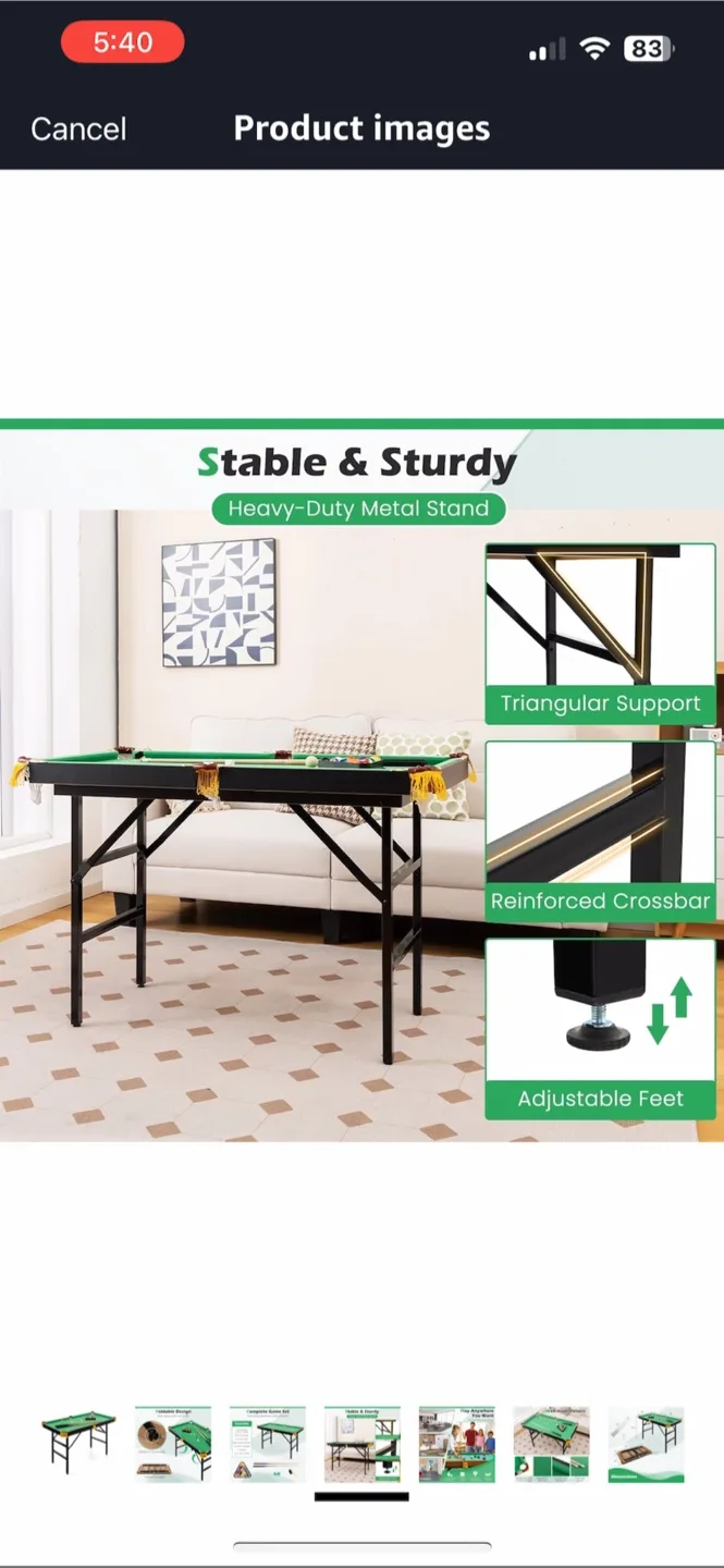 Foldable pool Table image indicator(4)