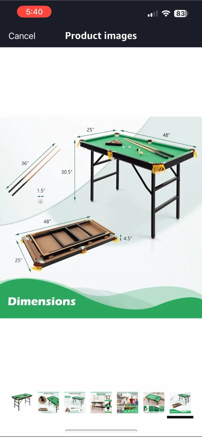 Foldable pool Table image indicator(6)