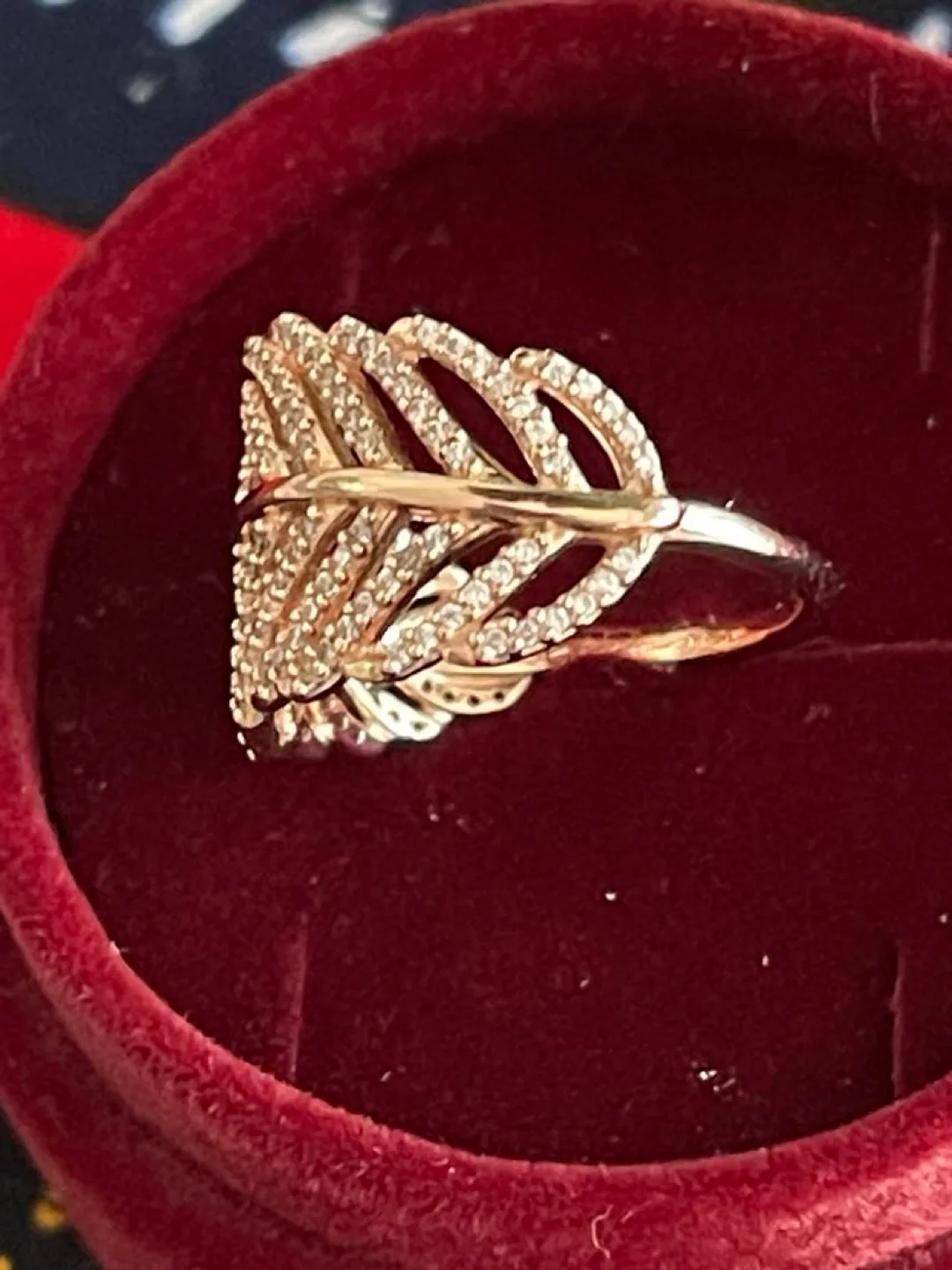 BNIB-💯% Authentic Rose Gold Shimmering Feather Ring size 6 (52) image indicator(4)
