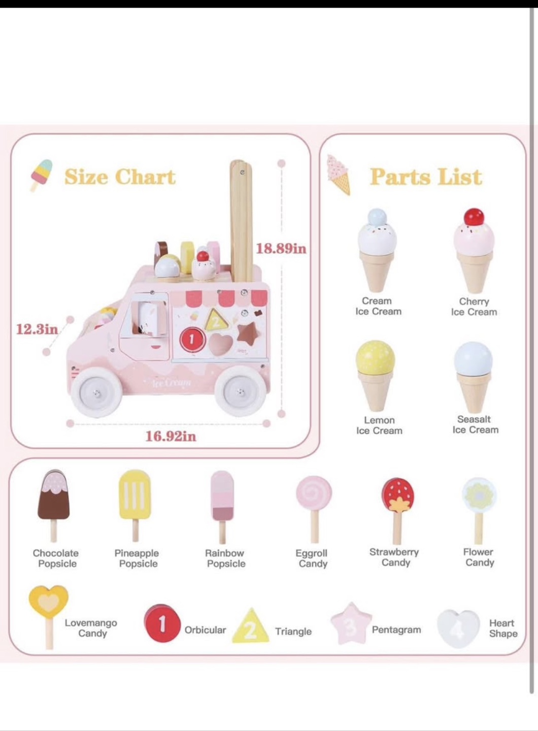 Labebe Wooden Ice Cream Truck Walker - photo 3