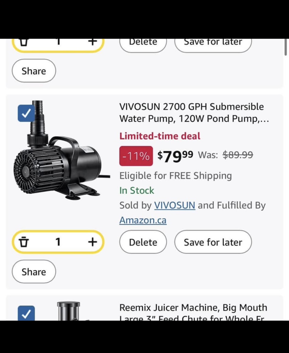 VIVOSUN Submersible Water Pump