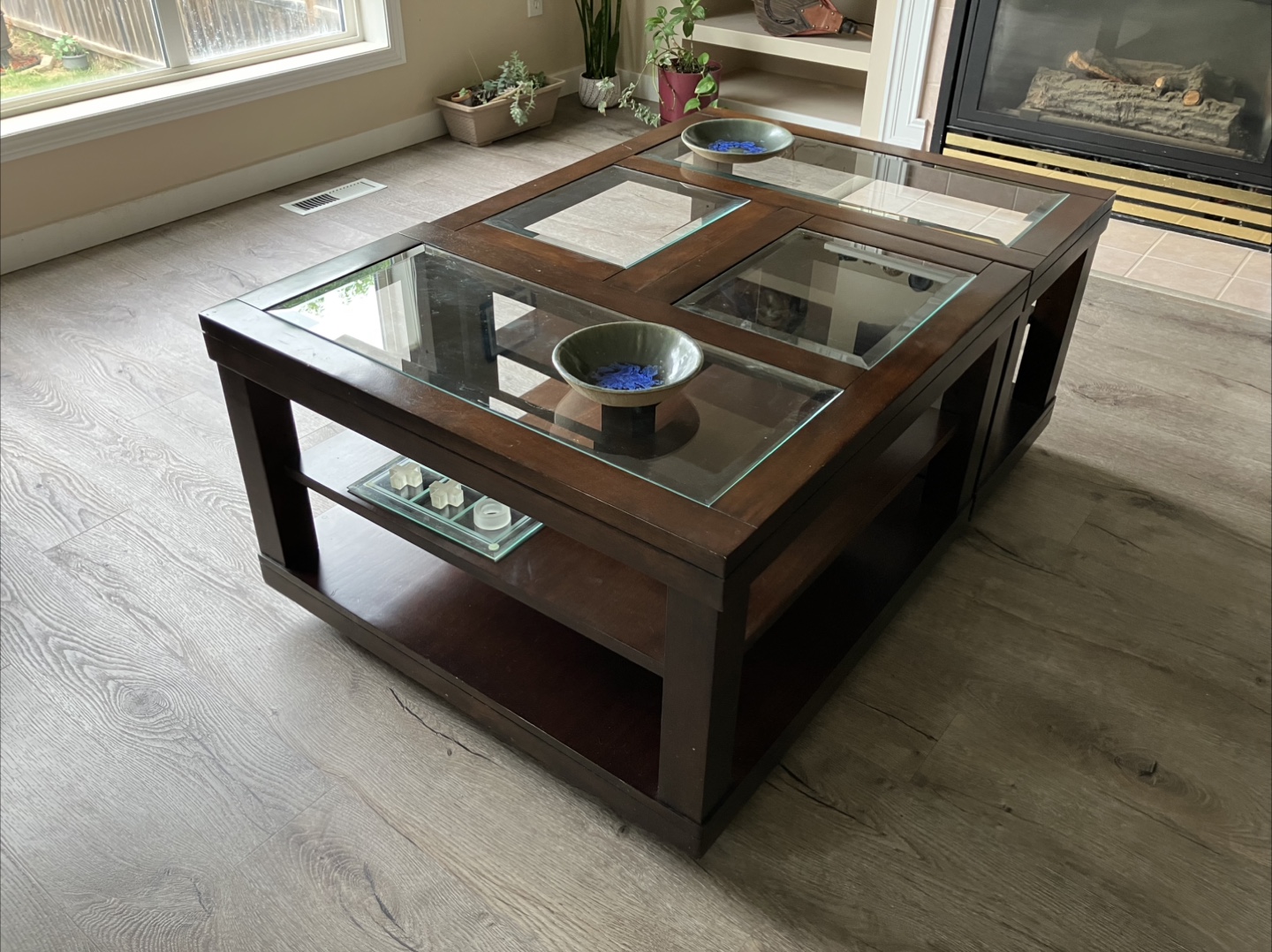 Dark Wood Coffee Table Set