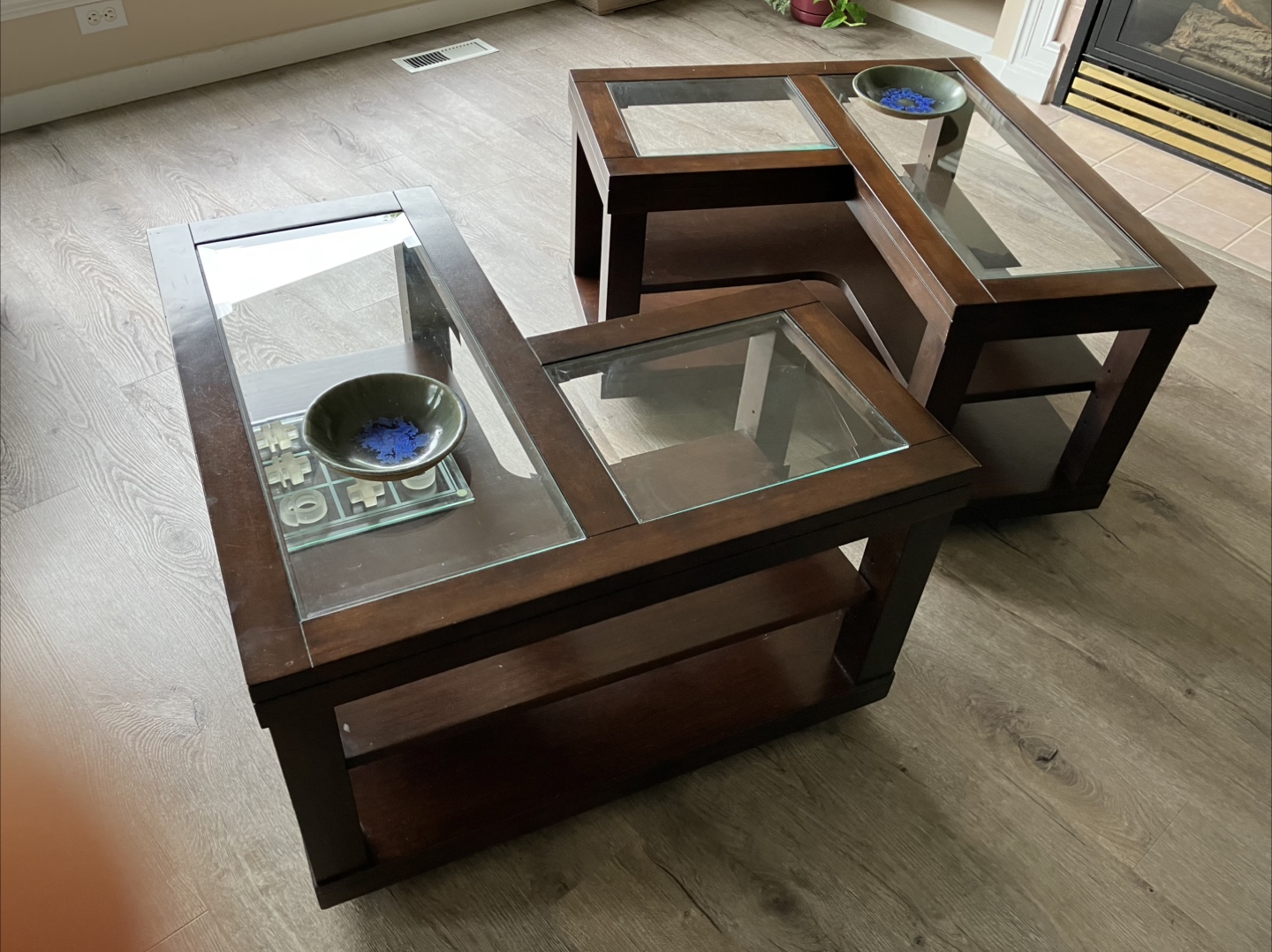 Dark Wood Coffee Table Set - photo 2