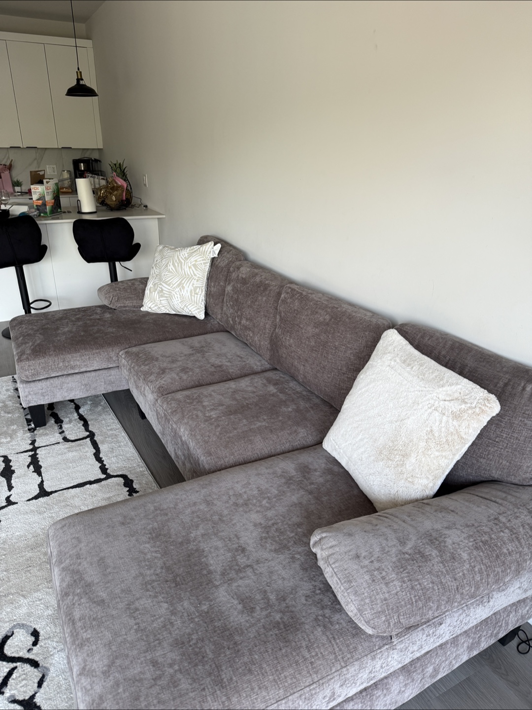 Grey L-shaped Sectional Sofa - photo 2