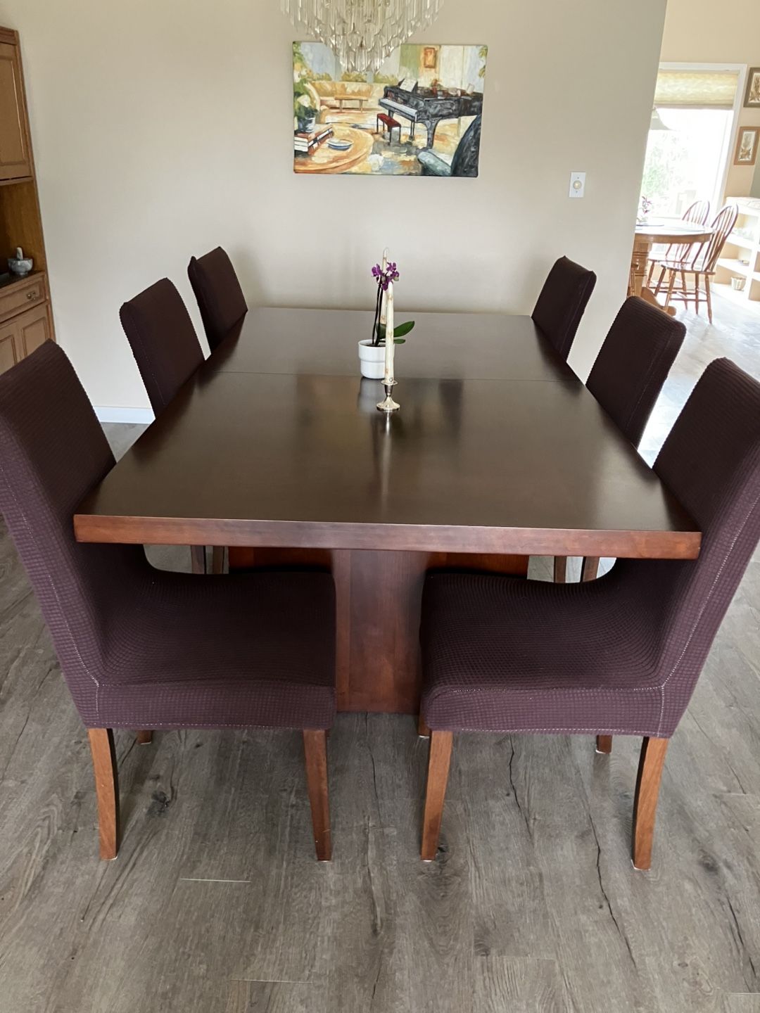 Dark Wood Dining Table with Chairs