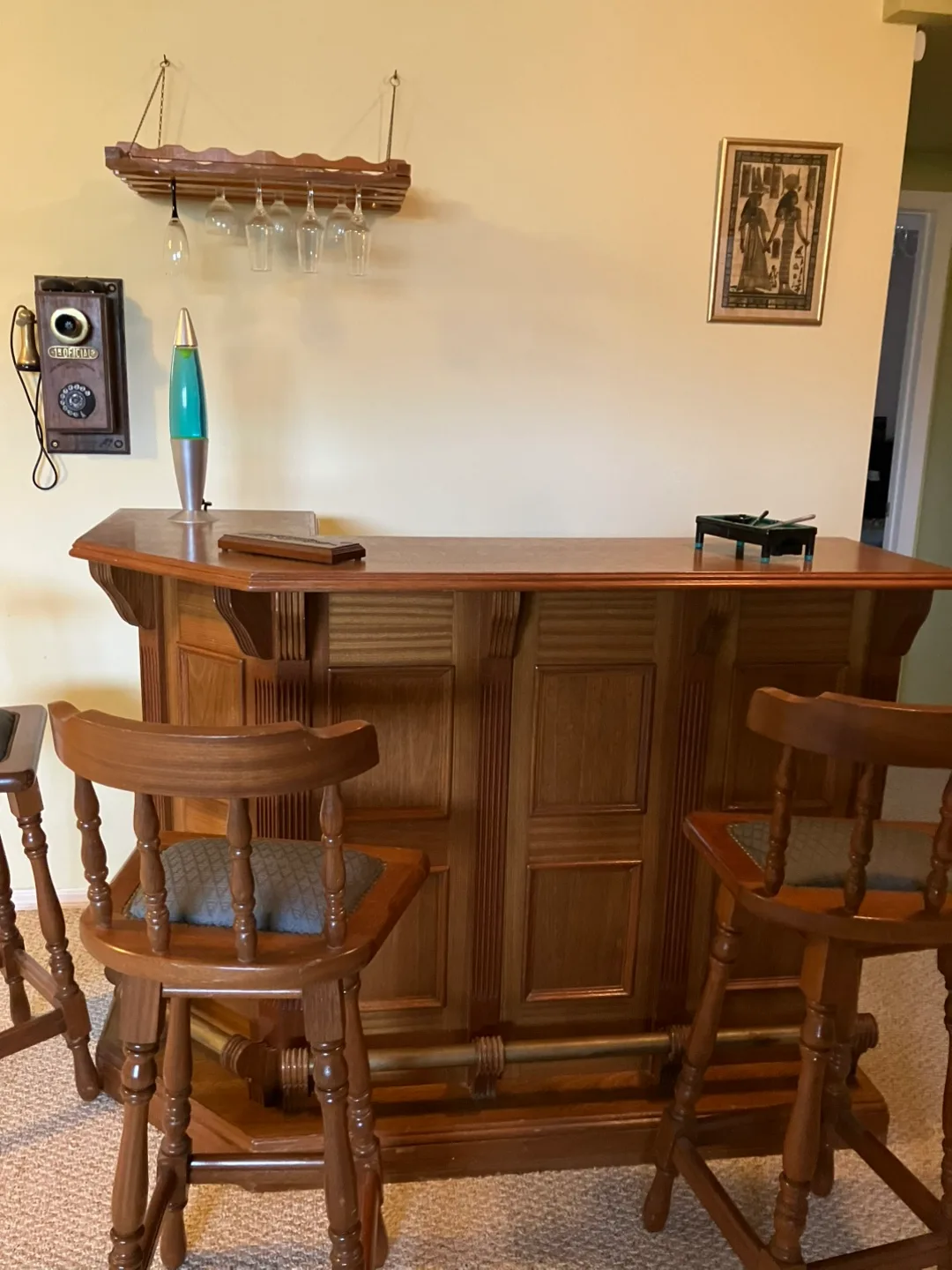 Wood Bar and Stools - Classic Bar Setup thumbnail