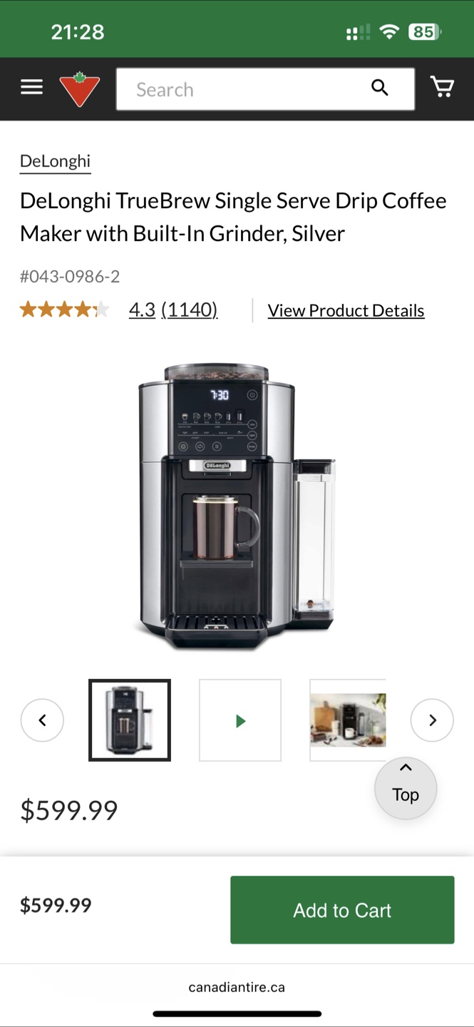 DELONGHI TrueBrew Single Serve Coffee Maker - photo 2