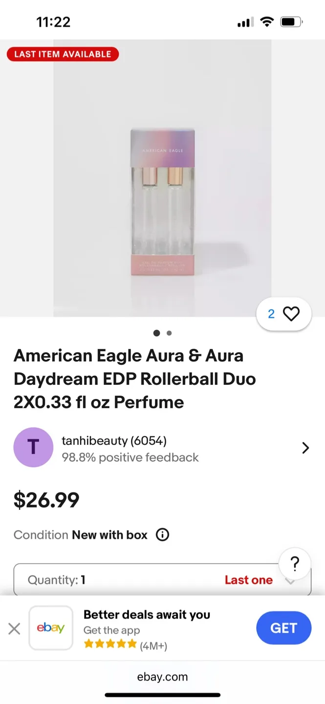 American Eagle Aura Eau De Parfum Duo Rollerball NEW image indicator(4)
