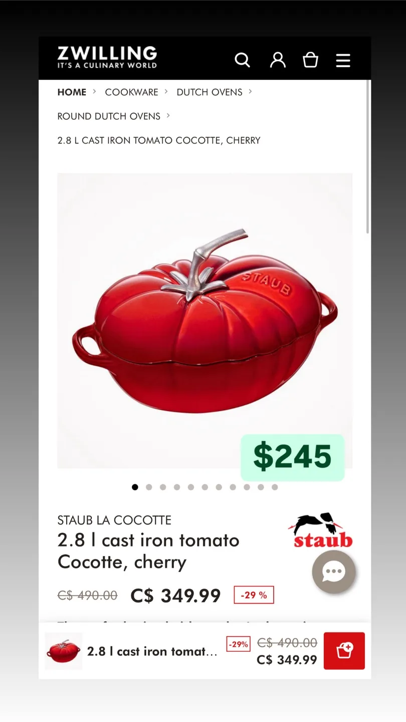 Staub Tomato Cocotte Dutch Oven thumbnail