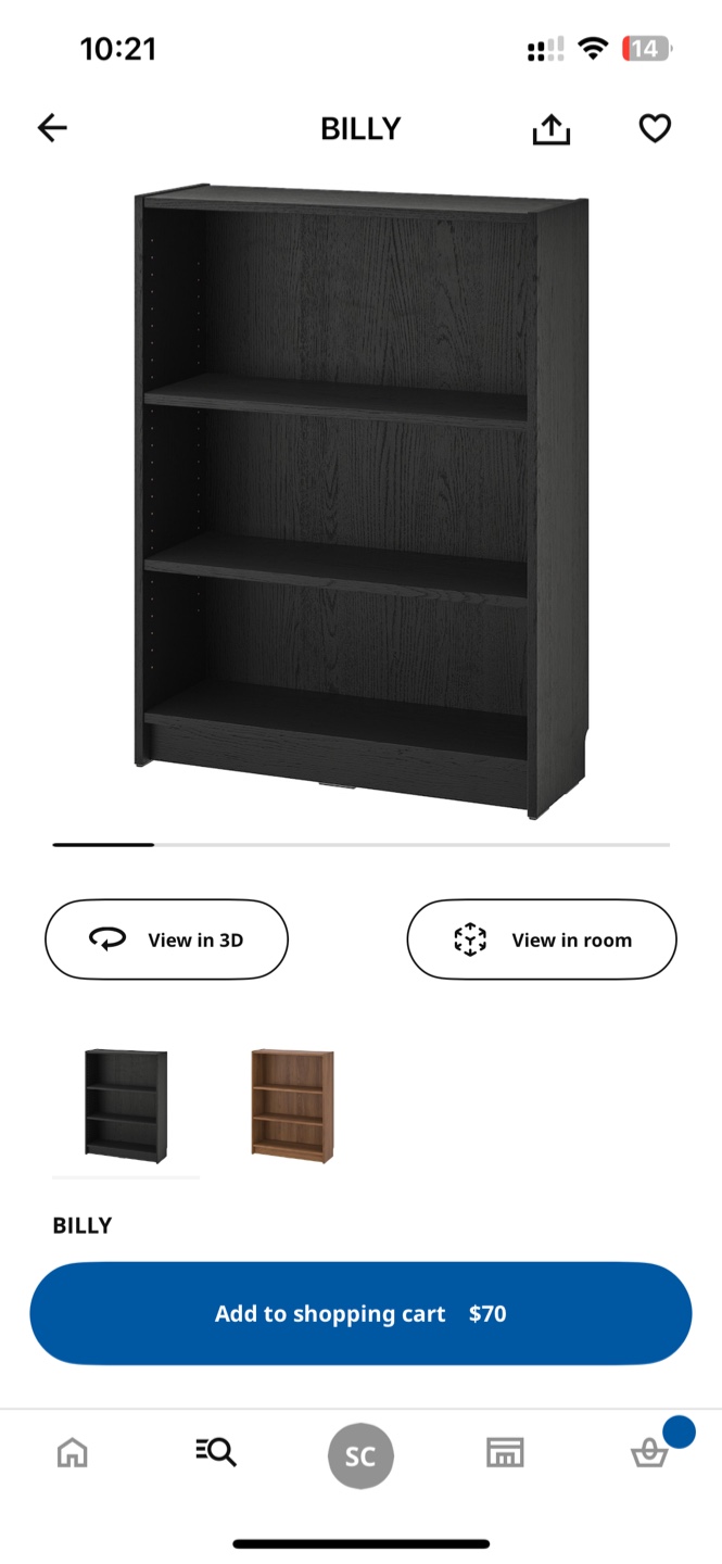 Black Bookcase IKEA BILLY (no delivery)