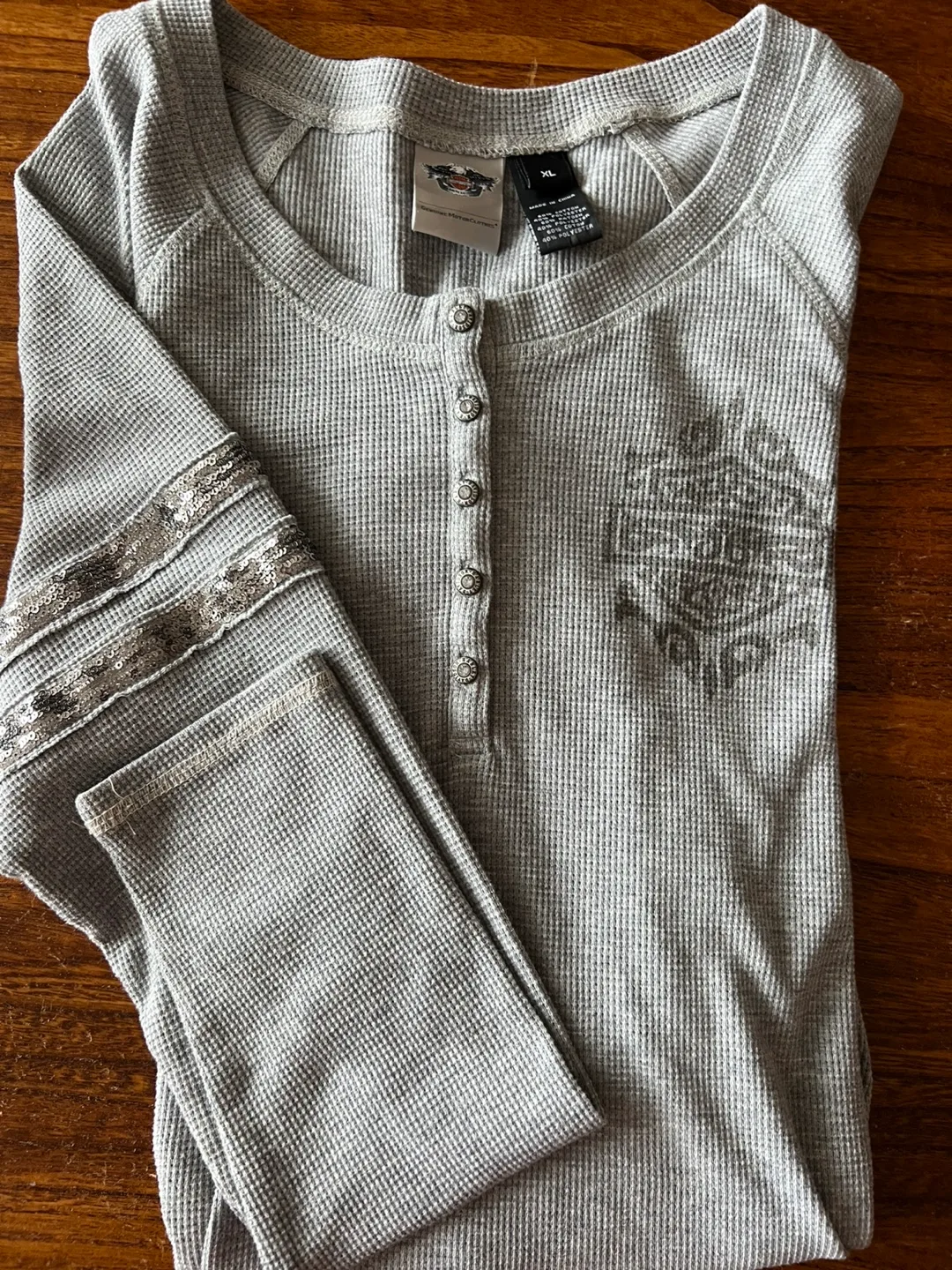 Harley Davidson Waffle Knit Henley Top image indicator(2)