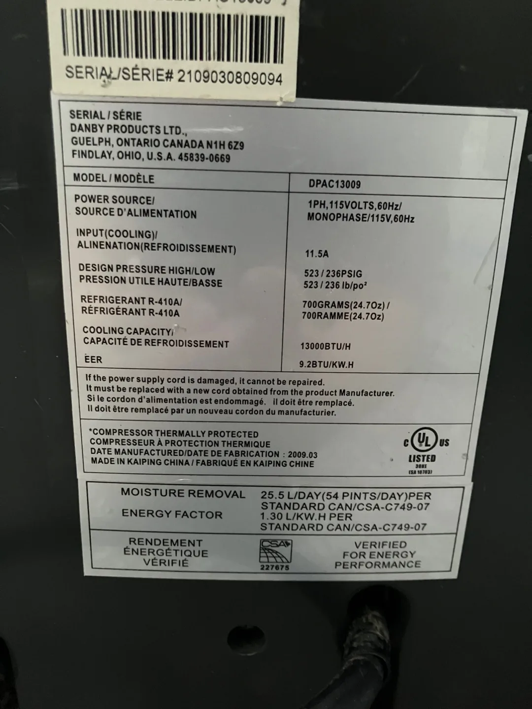 Danby Portable Air Conditioner 13000 btu image indicator(3)