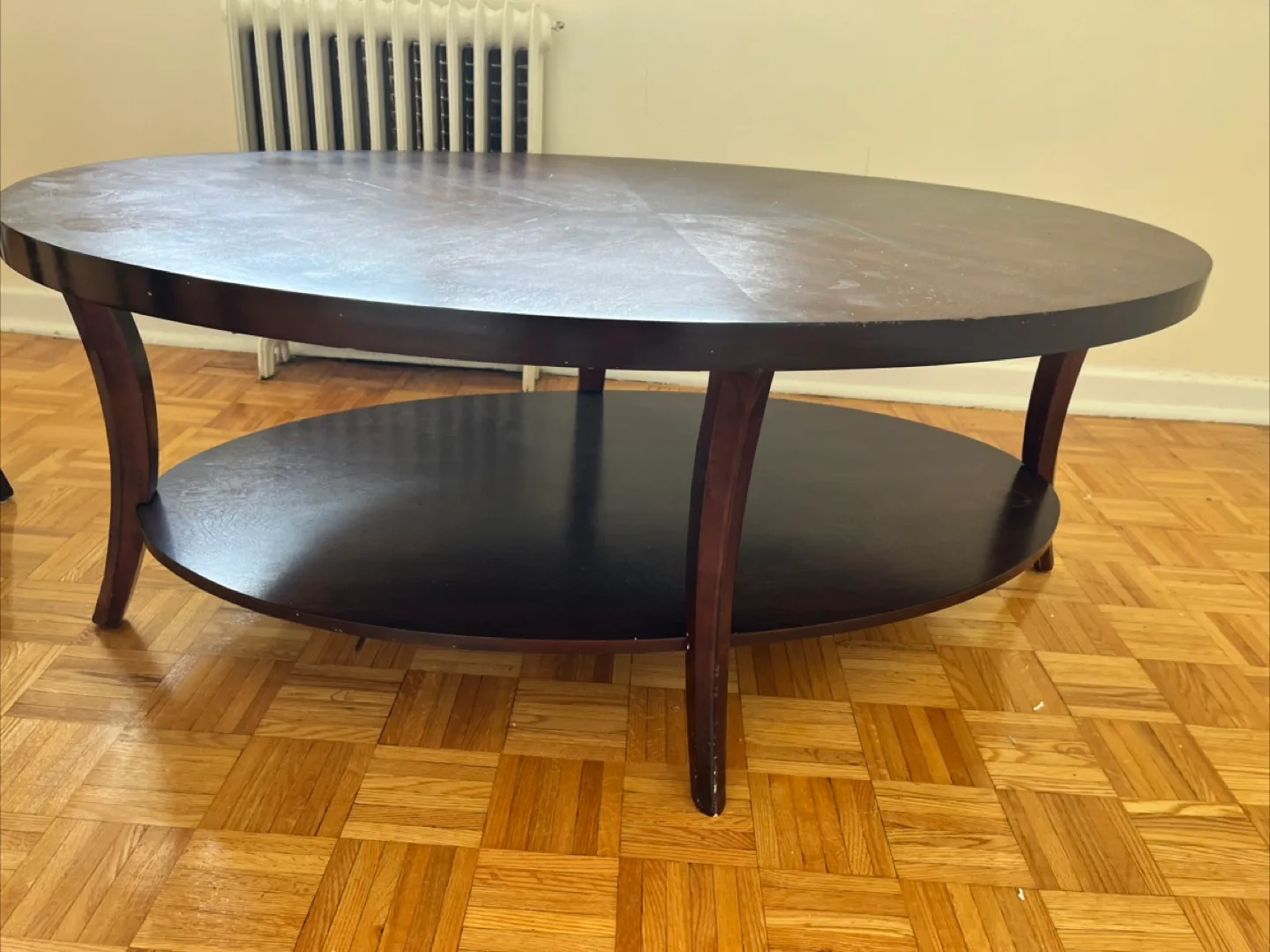 Dark Wooden Oval Coffee Table image indicator(2)