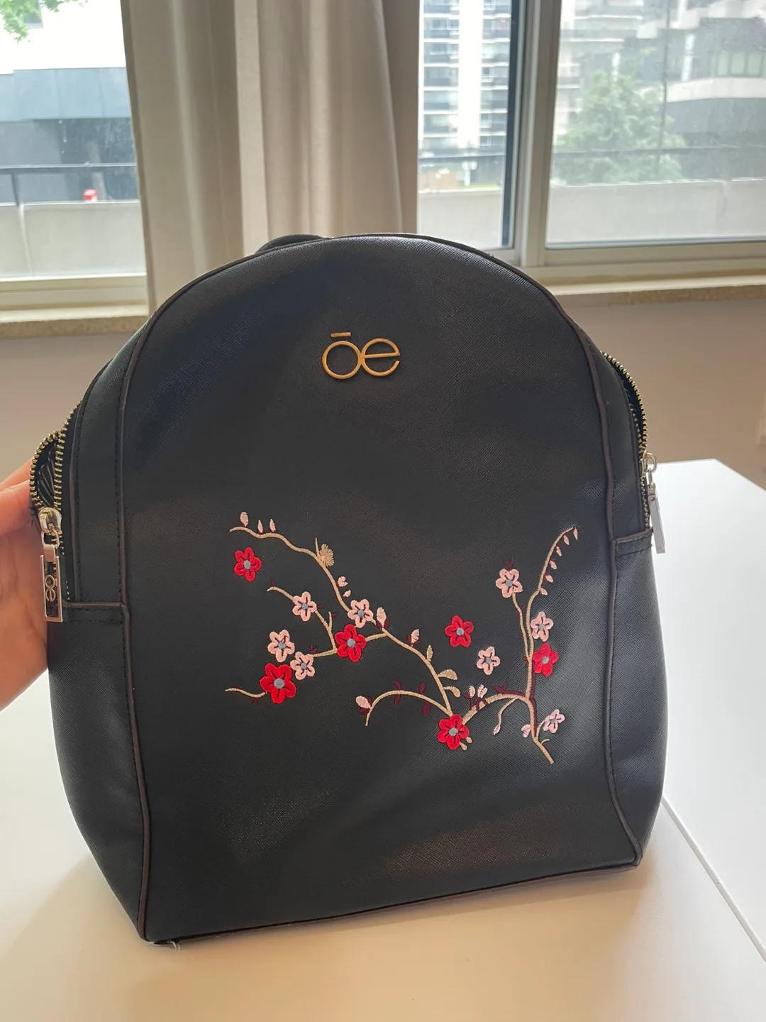 Black Embroidered Backpack thumbnail
