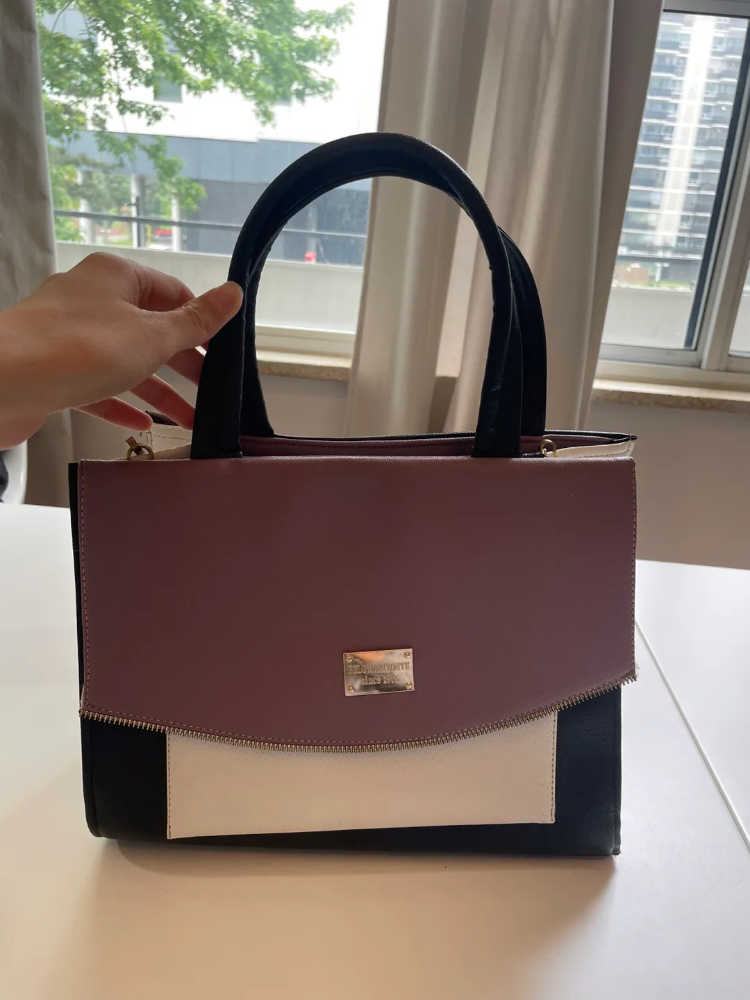 Two-toned purse with Shoulder Strap thumbnail