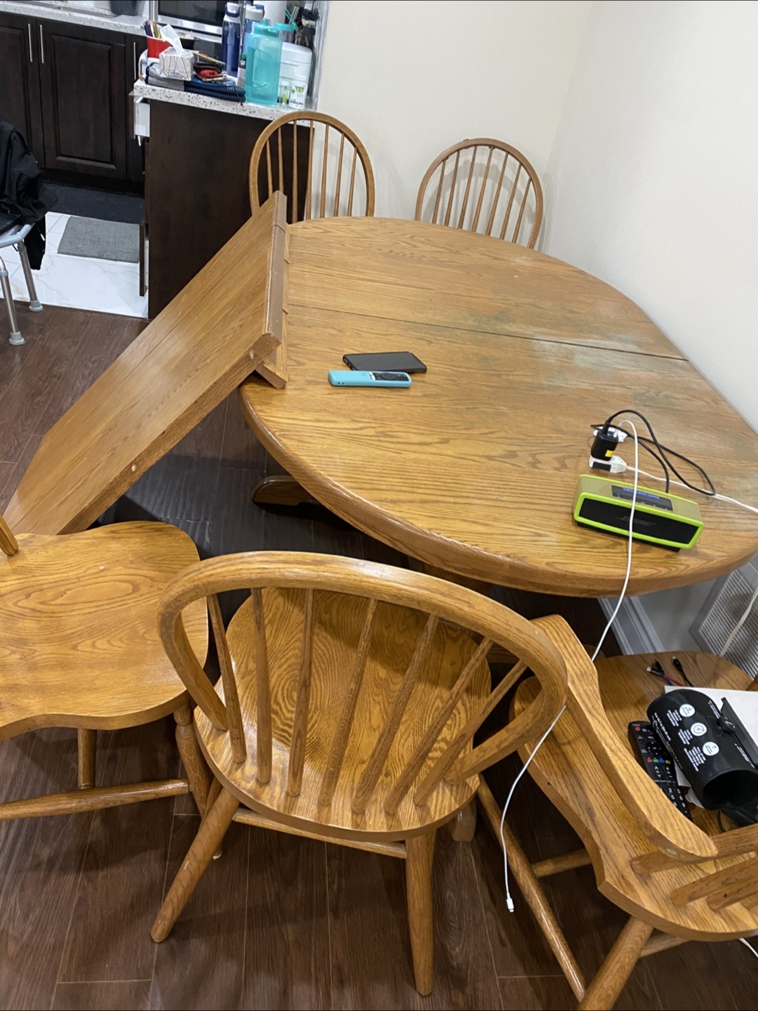 Extendable Wooden OAK oval Dining Table Set