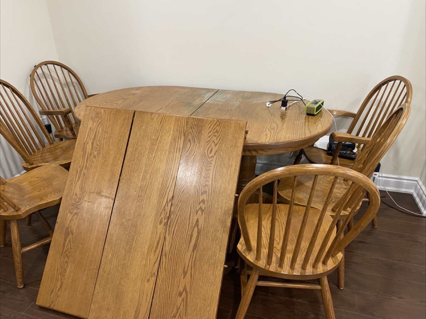 Extendable Wooden OAK oval Dining Table Set - photo 2