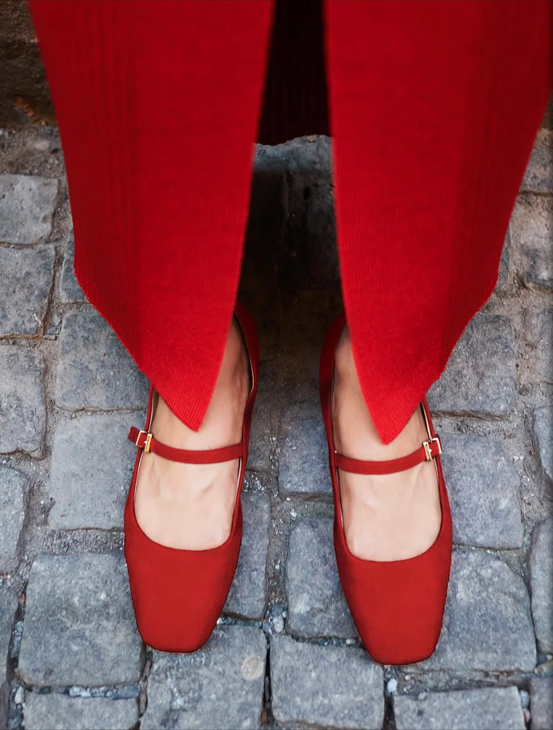 Bright Red Mary Jane Flats thumbnail
