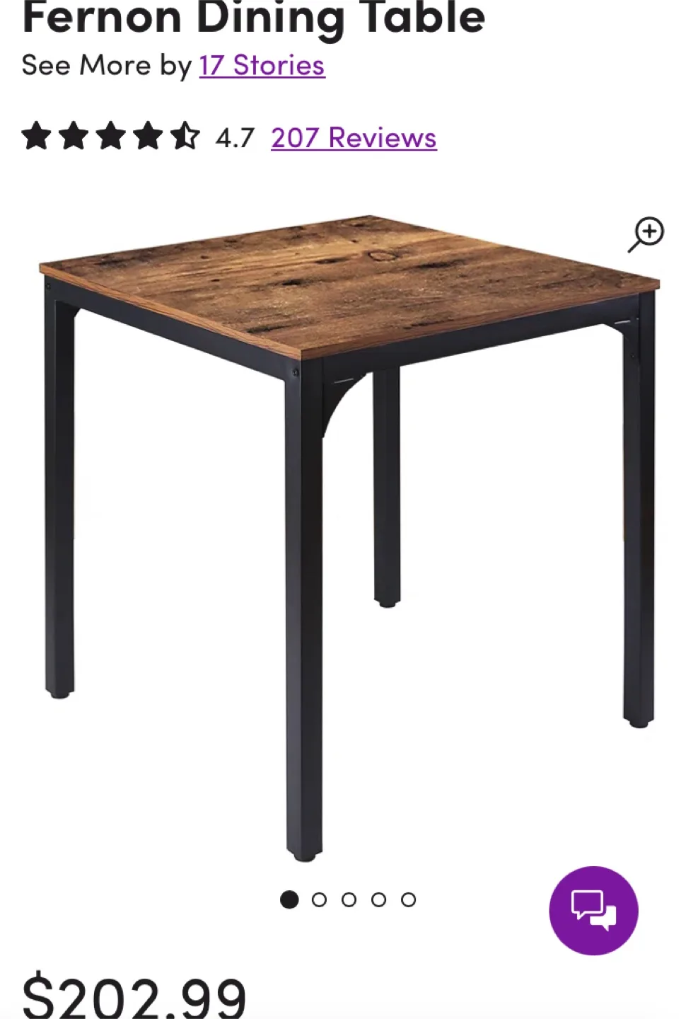 Wayfair / Square Dining Table metal / wood MOVING OUT SALE image indicator(4)