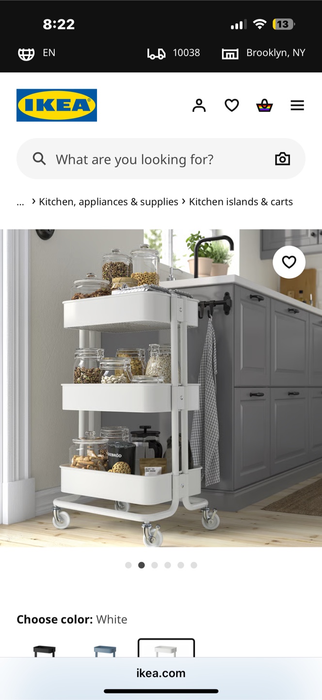 Rolling cart with 3 tiers